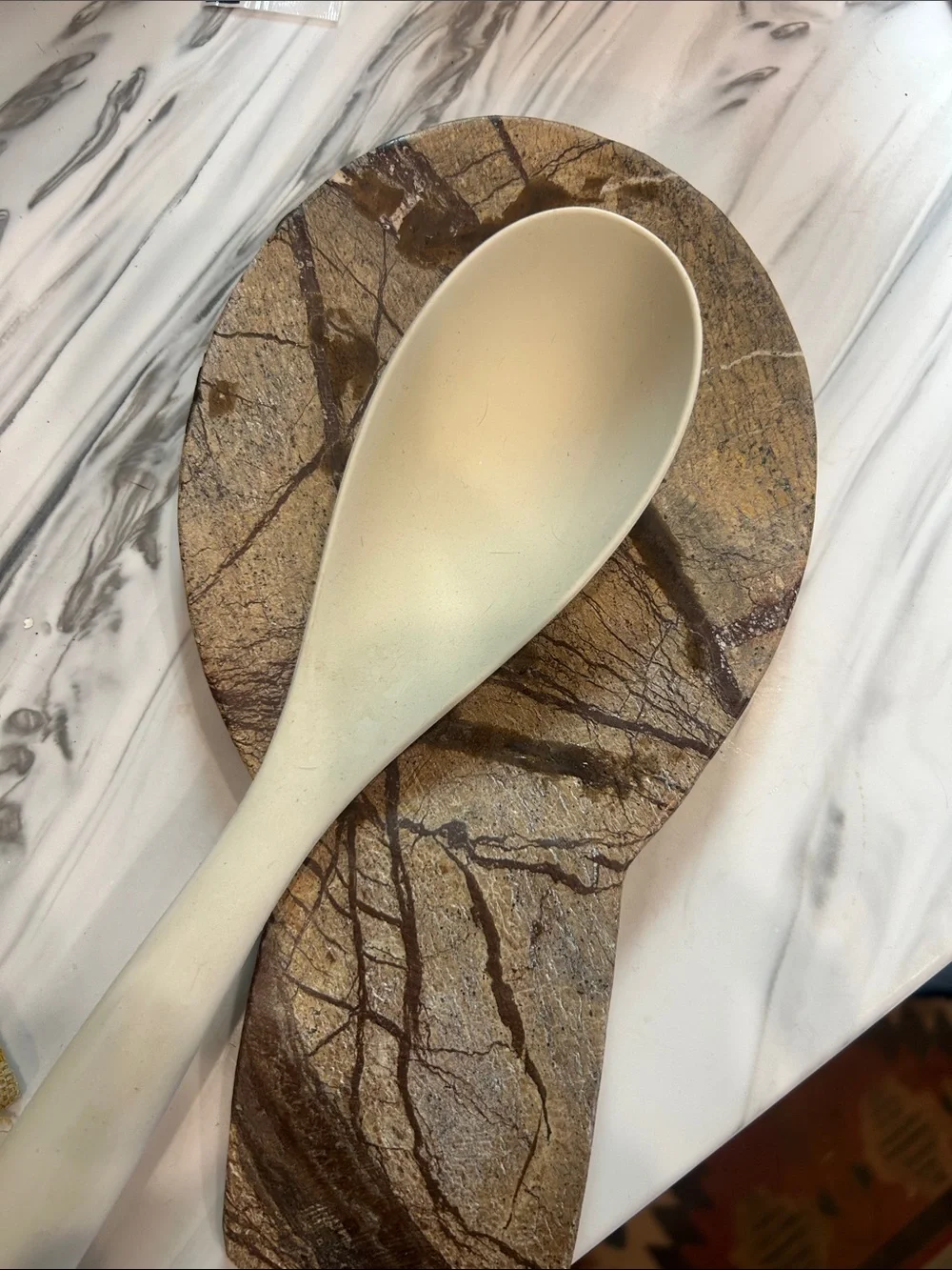 Hand Crafted Rainforest Marble Stone Spoon Rest